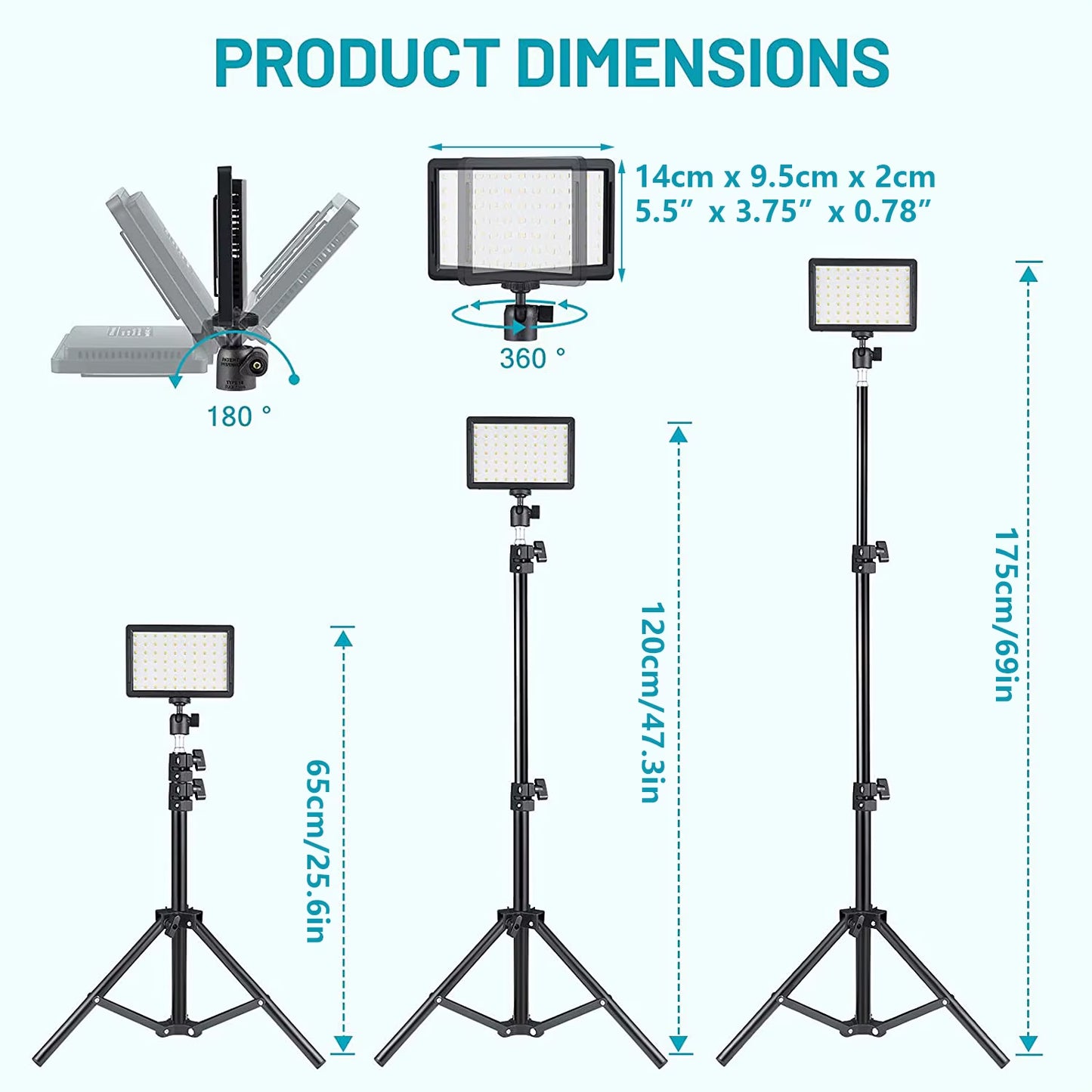 6"LED Video Light Panel 5600K Photography Lighting Photo Studio Lamp Kit for Shoot Live Streaming Youbube with Tripod RGB Filter