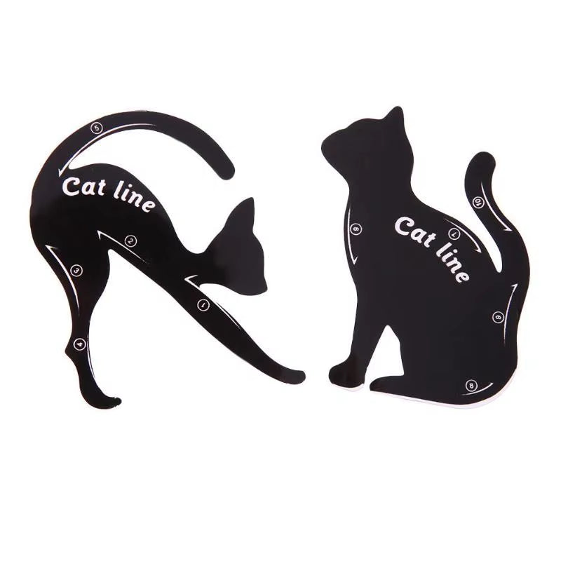 2Pcs/Set Women Cat Line Pro Eye Cosmetic Makeup Tool Eyeliner Stencils Beauty Eyebrow Template Shaper Model Women Girl
