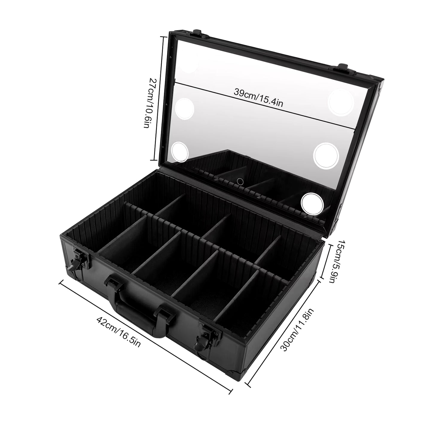 Makeup Bag with LED Mirror Portable Travel Cosmetic Organizer Train Make-Up Case