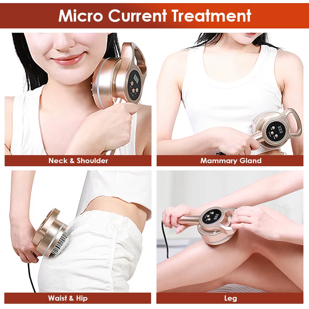 Electric Slimming Massage Device Hot Compress Micro-Current Vibration LED Fat Burner Body Massager Health Beauty Meridian Brush