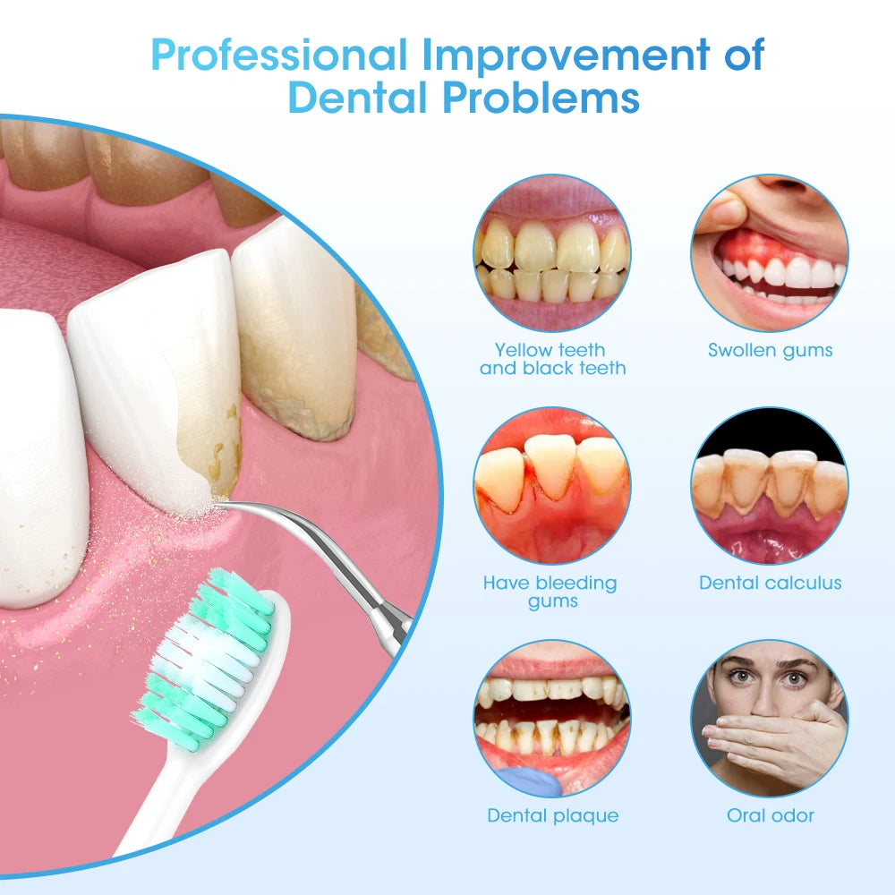 Dental Calculus Remover Oral Care 5 Mode Stains Tartar Tool Teeth Whitening Electric Toothbrush with Dentist Mirror USB Charging