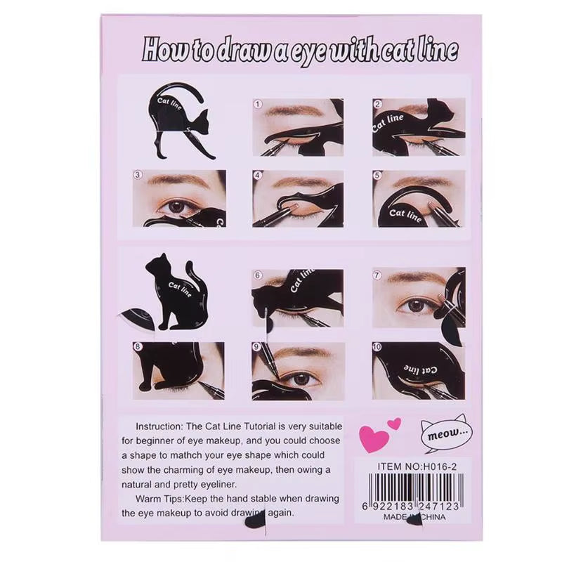 2Pcs/Set Women Cat Line Pro Eye Cosmetic Makeup Tool Eyeliner Stencils Beauty Eyebrow Template Shaper Model Women Girl