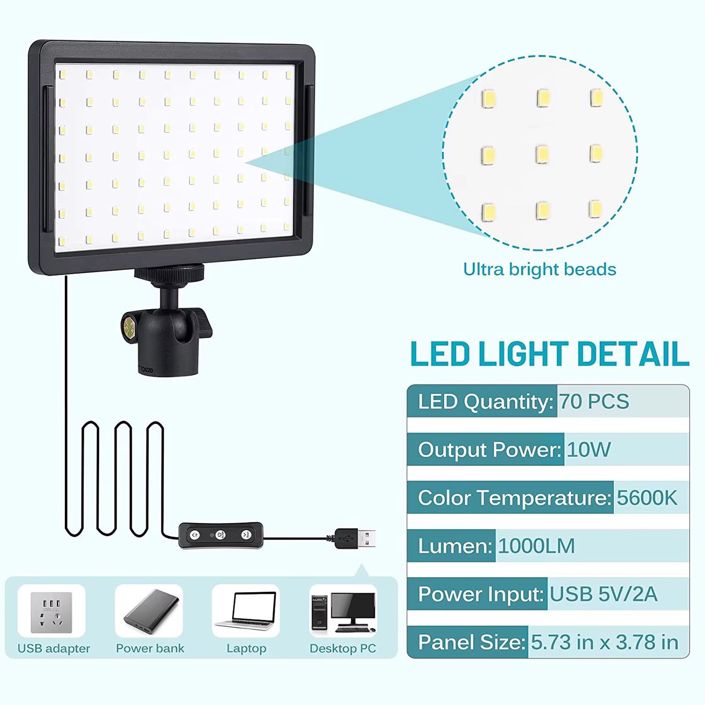 6"LED Video Light Panel 5600K Photography Lighting Photo Studio Lamp Kit for Shoot Live Streaming Youbube with Tripod RGB Filter