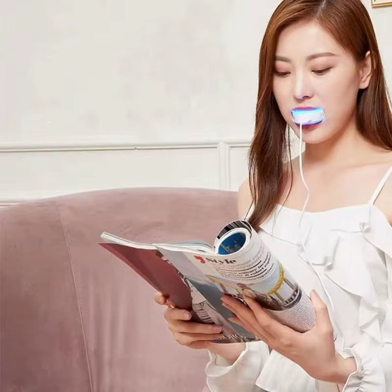 Teeth Whitening Universal Line Drag+Line,Led Electric Dental Instrument,Portable Rechargeable Blue Light Oral Care Light Tool