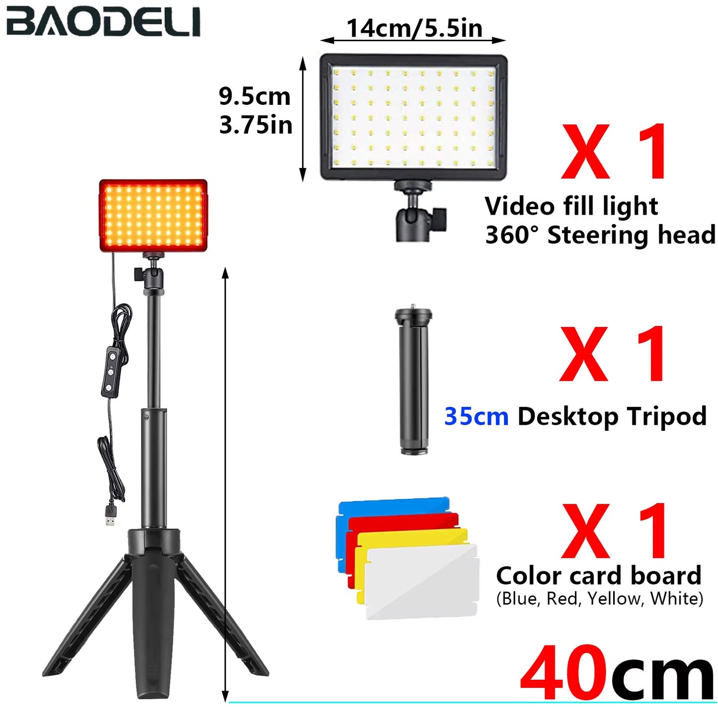 6"LED Video Light Panel 5600K Photography Lighting Photo Studio Lamp Kit for Shoot Live Streaming Youbube with Tripod RGB Filter