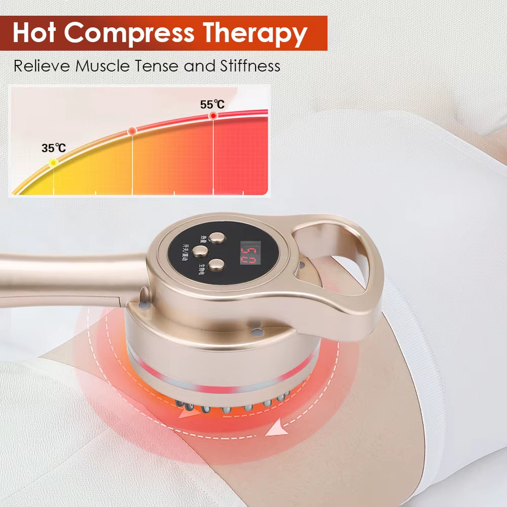 Electric Slimming Massage Device Hot Compress Micro-Current Vibration LED Fat Burner Body Massager Health Beauty Meridian Brush