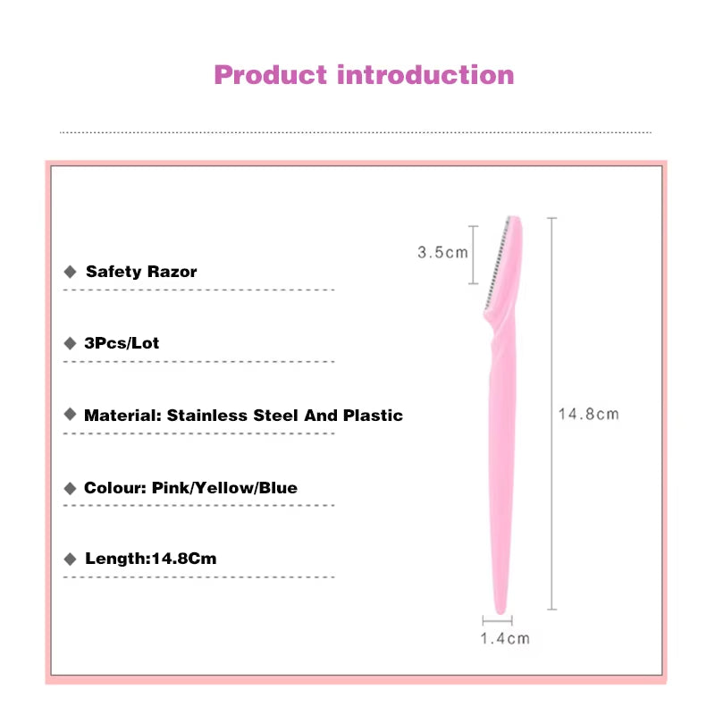 3Pcs Eyebrow Trimmer Eyebrow Razor Shaver Blade Eye Brow Shaper Face Razor Facial Hair Remover for Women Makeup Tools