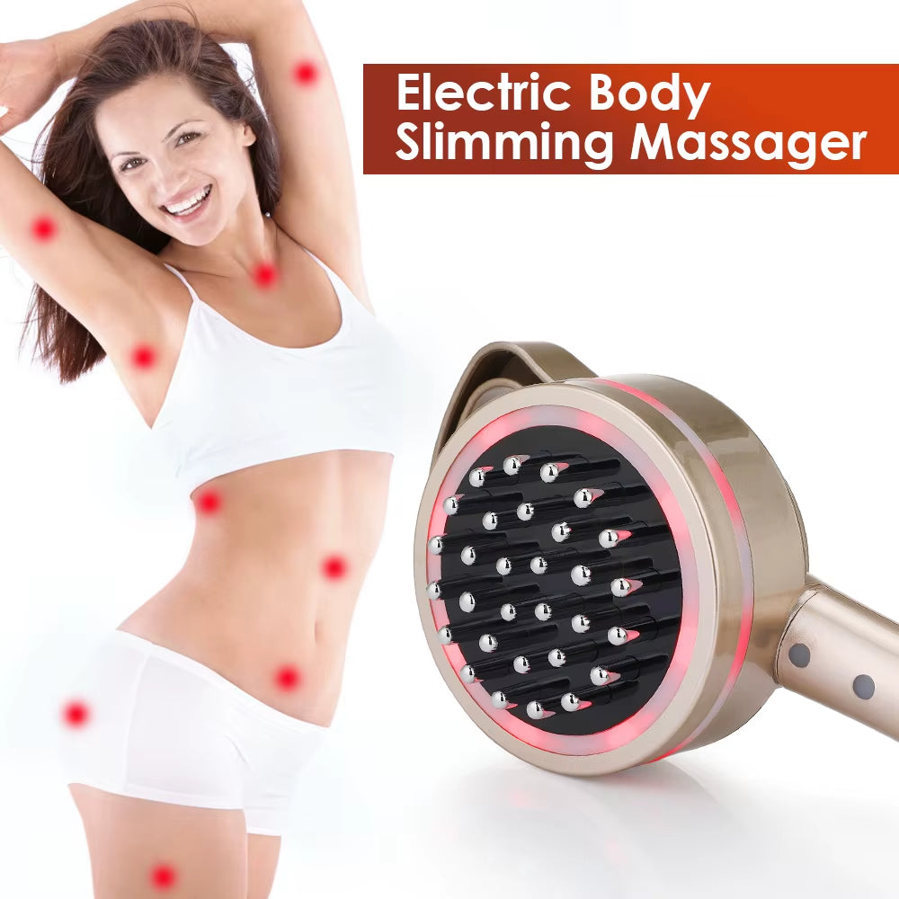 Electric Slimming Massage Device Hot Compress Micro-Current Vibration LED Fat Burner Body Massager Health Beauty Meridian Brush