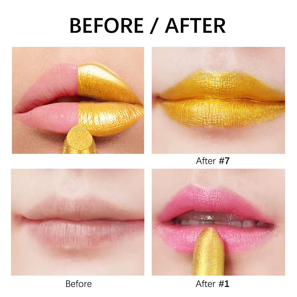 Gold Color Lipstick Makeup Lipstick Velvet Matte Gloss Lip Red Lipstick Nude Women Long Lasting Waterproof Beauty Cosmetic Tool