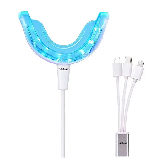 Teeth Whitening Universal Line Drag+Line,Led Electric Dental Instrument,Portable Rechargeable Blue Light Oral Care Light Tool