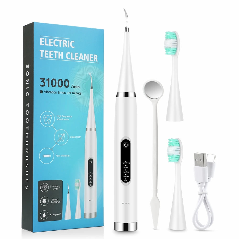 Dental Calculus Remover Oral Care 5 Mode Stains Tartar Tool Teeth Whitening Electric Toothbrush with Dentist Mirror USB Charging